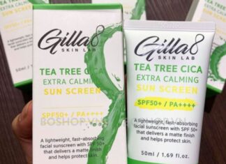 Review kem chống nắng Gilla8 Tea Tree Cica Extra Calming Sunscreen SPF 50+ cho da mụn gilla8 tea tree cica extra calming sunscreen review