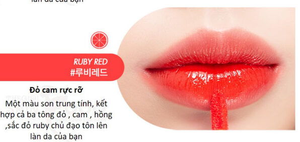 Romand Juicy Lasting Tint màu #02 Ruby Red (đỏ cam)