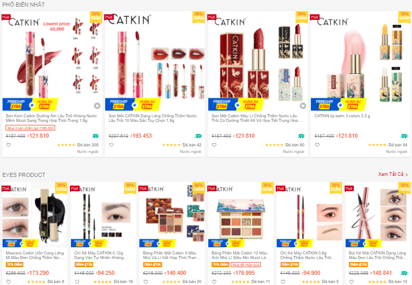 CATKIN OFFICIAL SHOP thương hiệu mỹ phẩm Trung Quốc