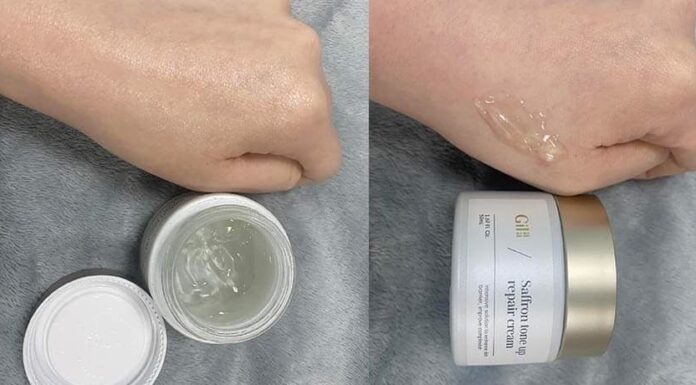 Gợi ý routine skincare cho da dầu mụn mùa đông Review kem dưỡng dạng gel Gilaa Saffron Tone Up Repair Cream
