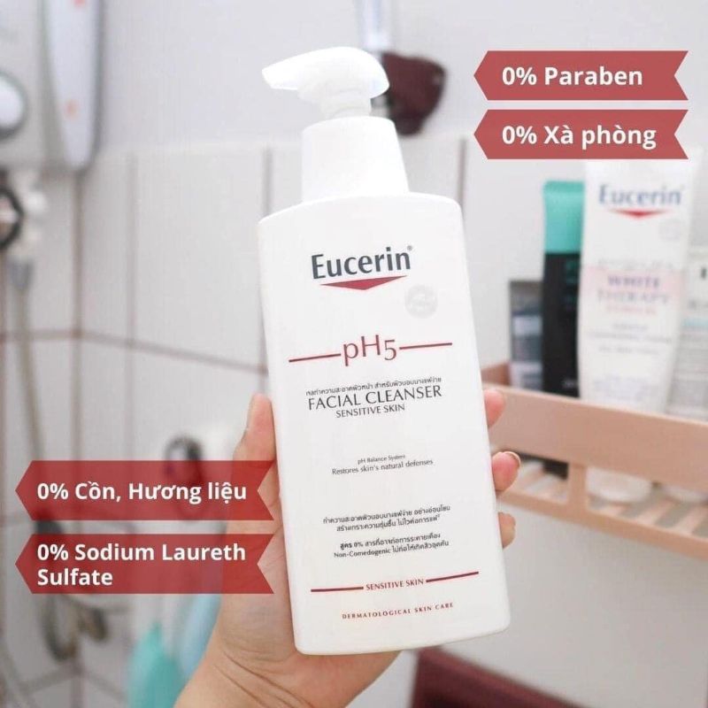 sữa rửa mặt Eucerin PH5 Facial Cleanser review 